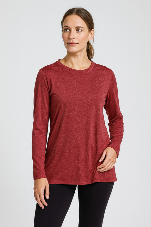 Old Navy Tops - Old Navy Women’s Long Sleeve Medium Red Crew Neck Cotton / Polyester Blend Shirt